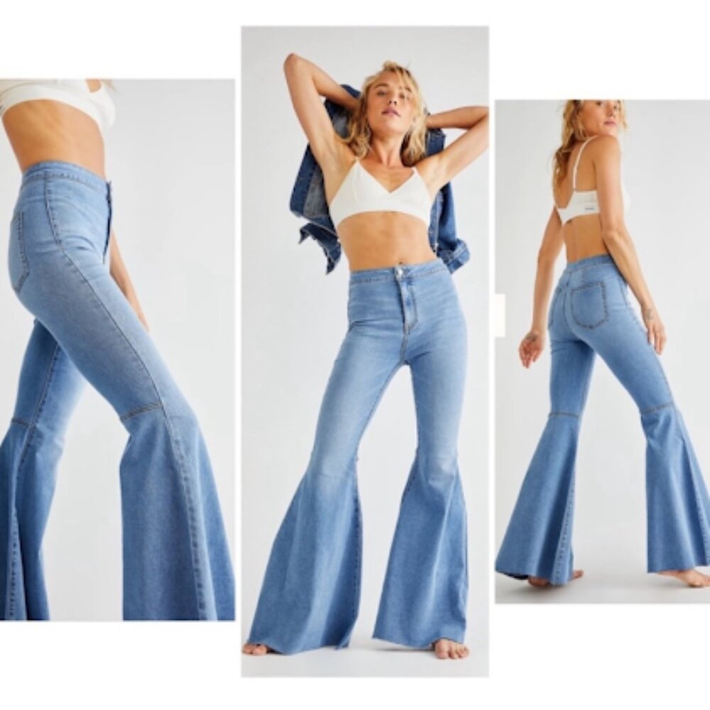 We The Free by Free People Float On Flare Jeans in Light Wash Size 29